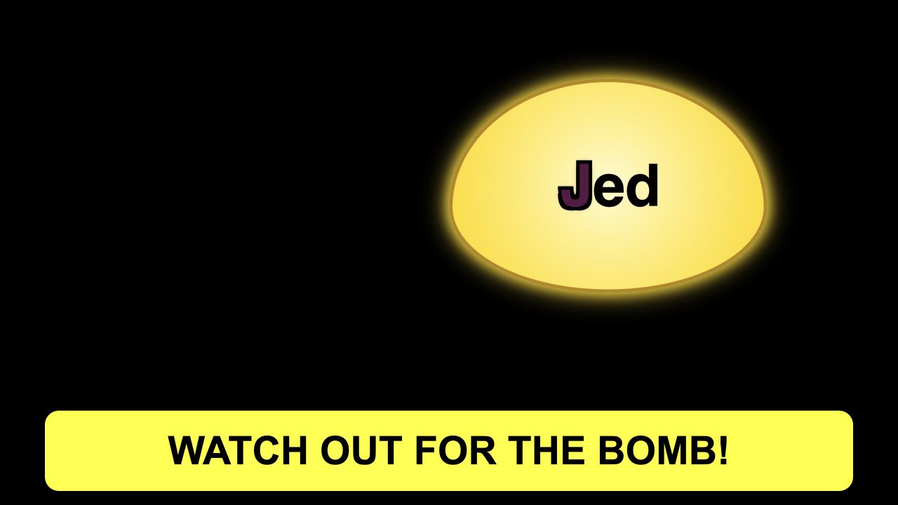 The Gemini-era Bomb Game showing a glowing yellow vocabulary cloud