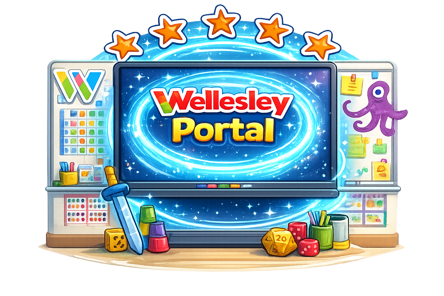 Wellesley Portal on an interactive classroom board