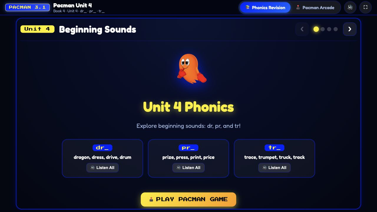 Pacman Phonics game preview