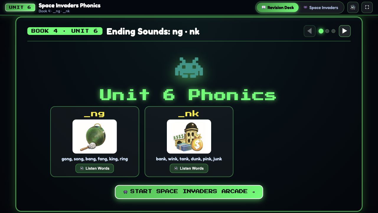 Space Invaders Phonics game preview
