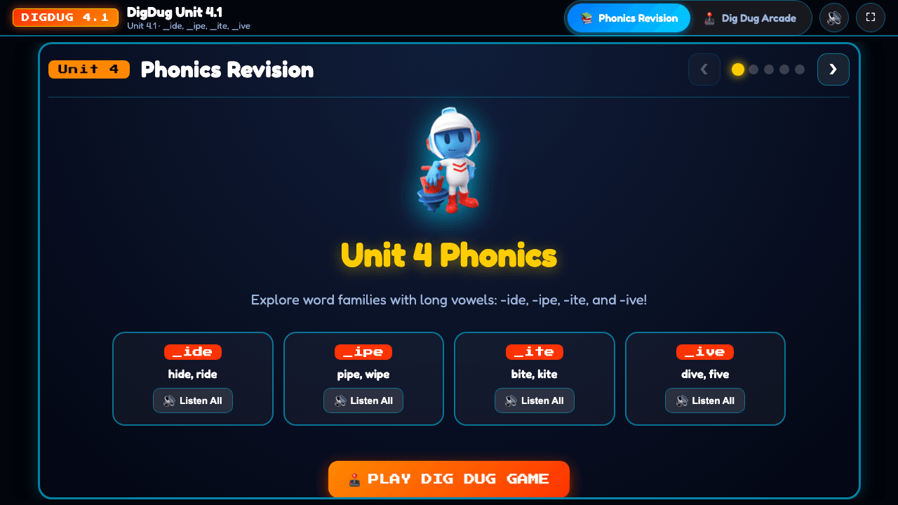 DigDug Phonics game preview